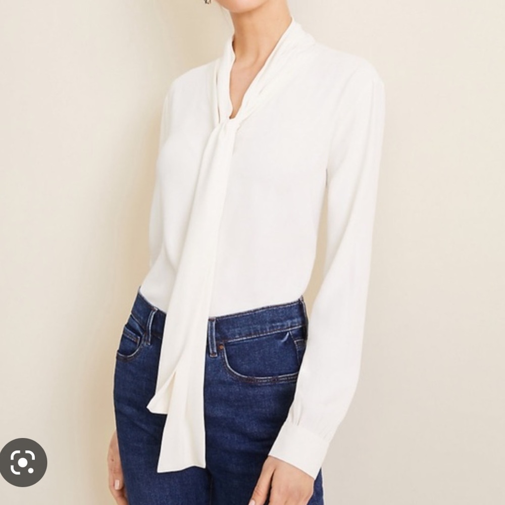 Ann Taylor Tie Neck Blouse - Size Medium